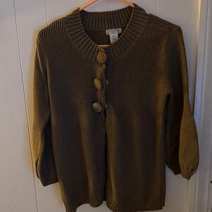 Aphorism Olive Cardigan with Button Accents